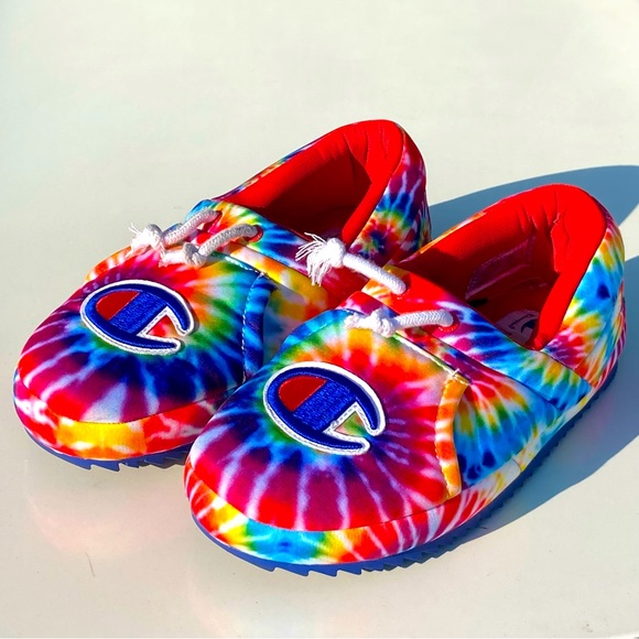 Champion Tie Dye Rainbow Hoodie Slippers Size 7Y - Picture 3 of 17